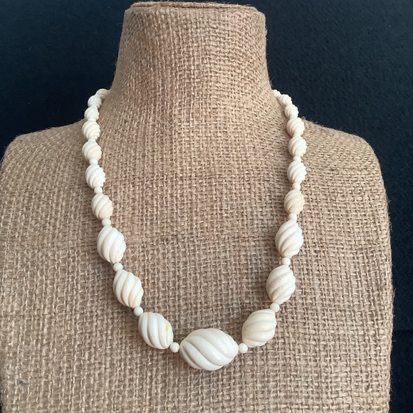 Vintage hand carved Ivory bead necklace.
